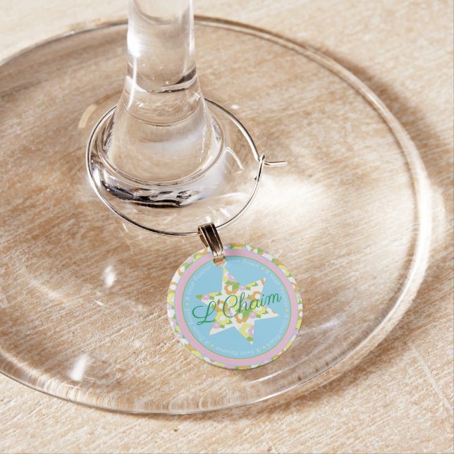 Passover Wine Charm Flowery Star of David (In Situ)