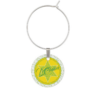 Passover Wine Charm Green Yellow Leaves N Star