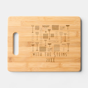 Passover Wine Goblets Engraved Cutting Board