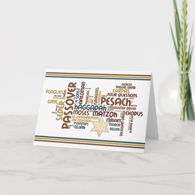 Passover Words and Matzah Star Card (Front)