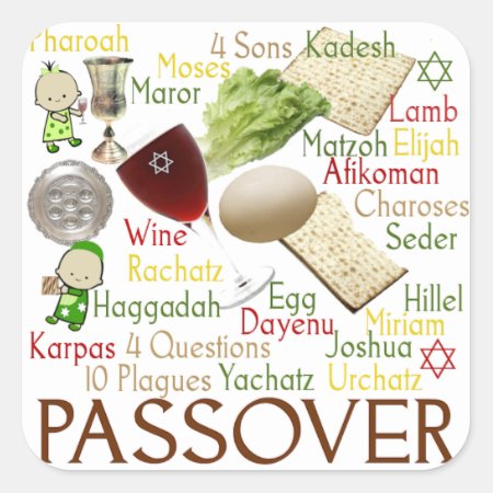 Passover Words And Symbols Square Sticker