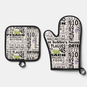 Passover Words Oven Mitt & Pot Holder Set