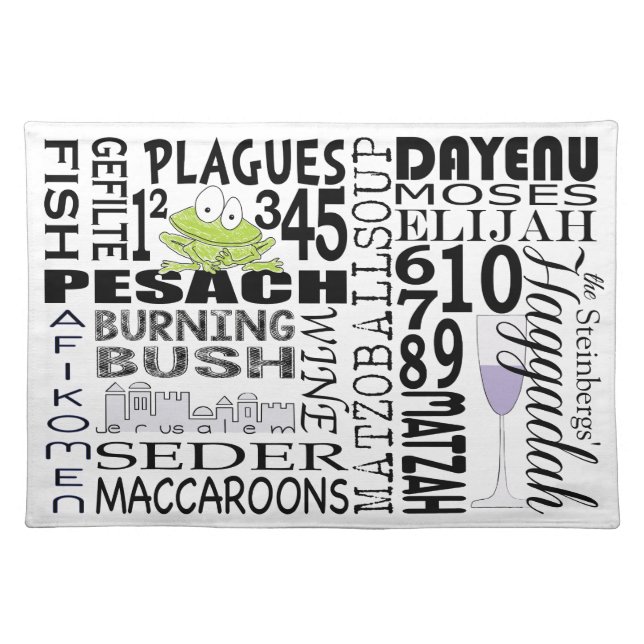 Passover Words Seder Cloth Placemat (Front)