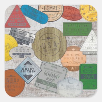 Passport Board  Square Sticker by sharpcreations at Zazzle