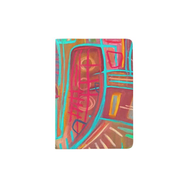 Passport Book - Abstract Primitive Painting Holder (Front)