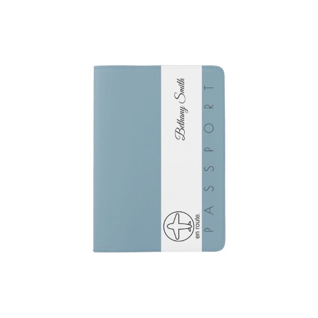 Passport Cover | en route (Teal Landscape Design) (Front)