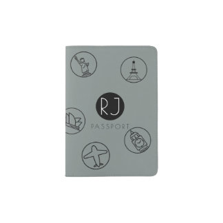 Passport Cover | Iconized Cities & Planes (Olive)