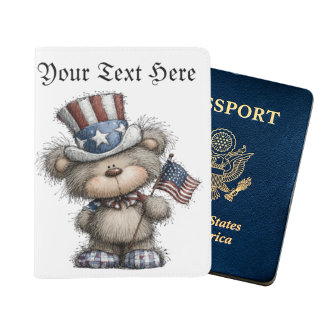 Passport Cover Patriotic Teddy Bear