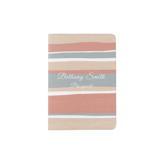 Passport Cover | Stripes (Coral) (Front)