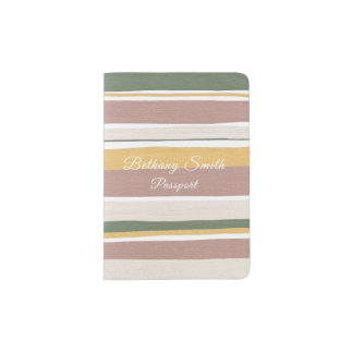 Passport Cover | Stripes (Rosy Brown)