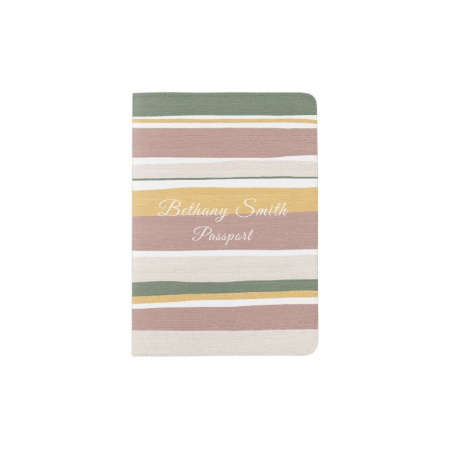Passport Cover | Stripes (Rosy Brown) (Front)
