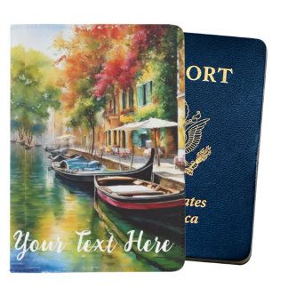 Passport Cover Venetian Canal Watercolor