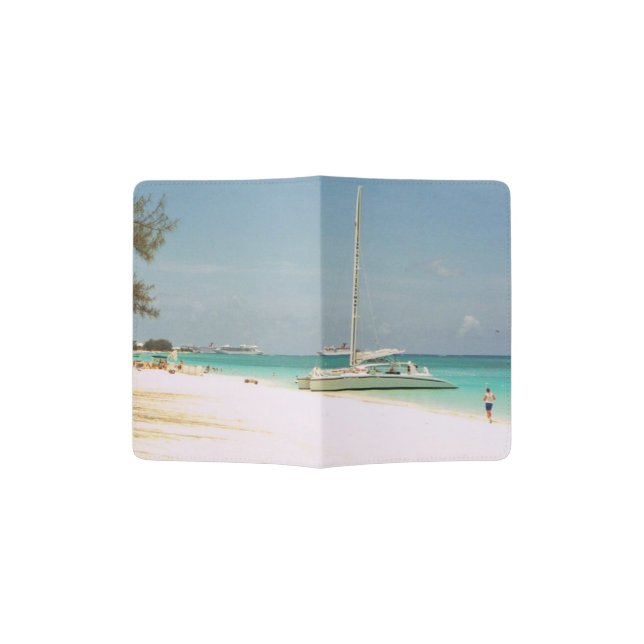 Passport Cover with a Beach Scene (Opened)