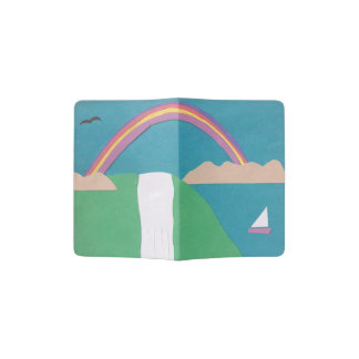 Passport Cover with a Waterfall and Rainbow Scene