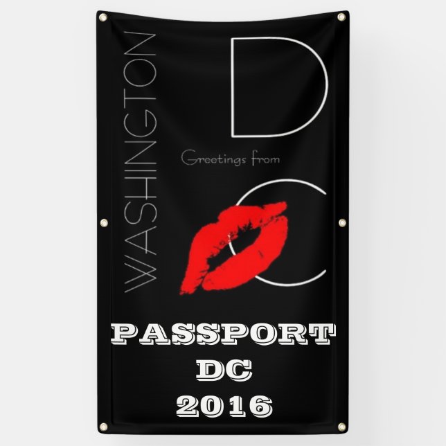 Passport DC 2016 Washington DC Red Lipstick Kiss Banner (Vertical)