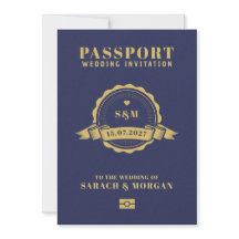 Passport Destination Wedding Monogram Invitation
