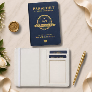 Passport Destination Wedding Nautical Navy Blue Holder