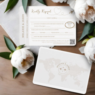Passport Destination Wedding Travel Theme RSVP Card
