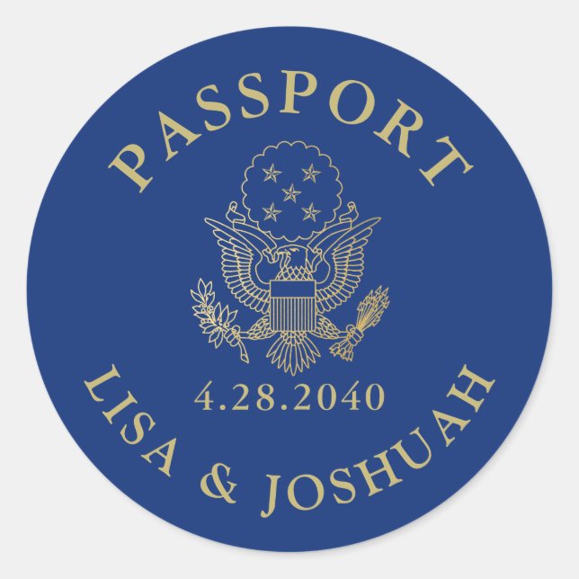 Passport Emblem Travel Theme Seal Favor Label (Front)