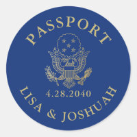 Passport Emblem Travel Theme Seal Favor Label