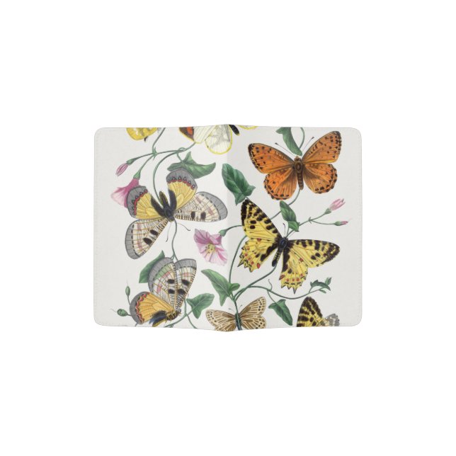 Passport Holder Butterfly Antique Illustration   (Opened)