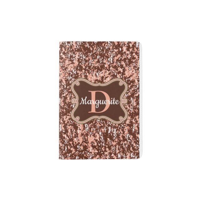 Passport Holder/Cover w/soft peach camo design Holder (Front)