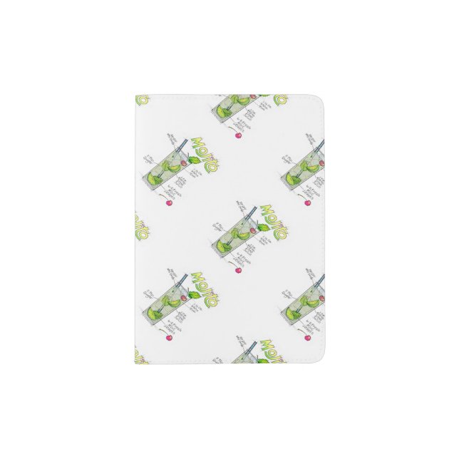 PASSPORT HOLDER - MOJITO RECIPE COCKTAIL ART (Front)