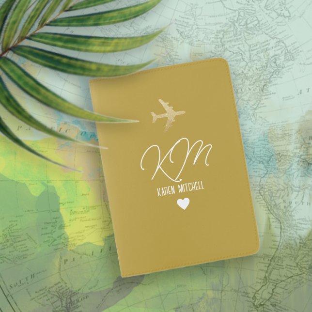 Passport Holder Monogram Airplane Dusty Mustard (Creator Uploaded)