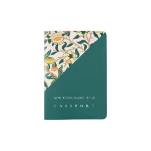 PASSPORT HOLDER : WILLIAM MORRIS : POMEGRANATE