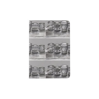 Passport Holder with Coffee Cup Illustration