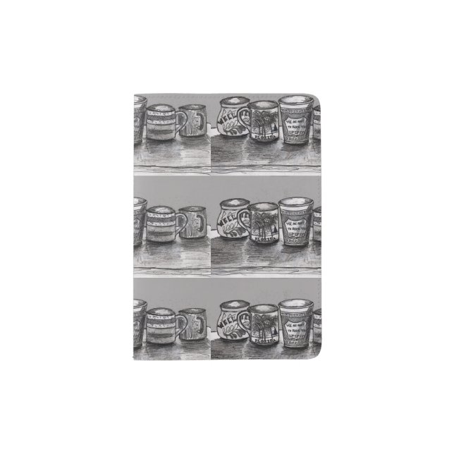 Passport Holder with Coffee Cup Illustration (Front)