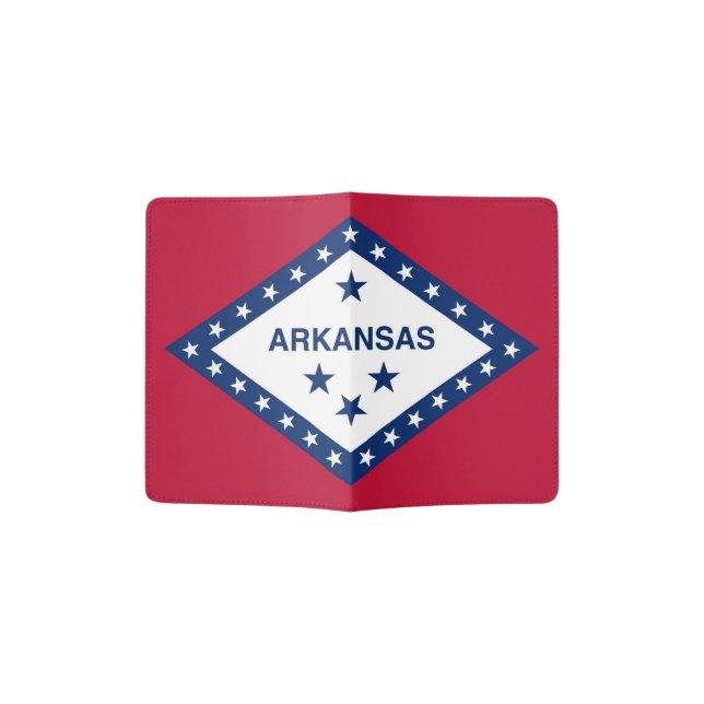 Passport Holder with flag of Arkansas, USA (Opened)