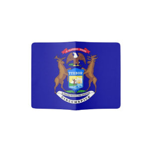 Passport Holder with flag of Michigan, USA