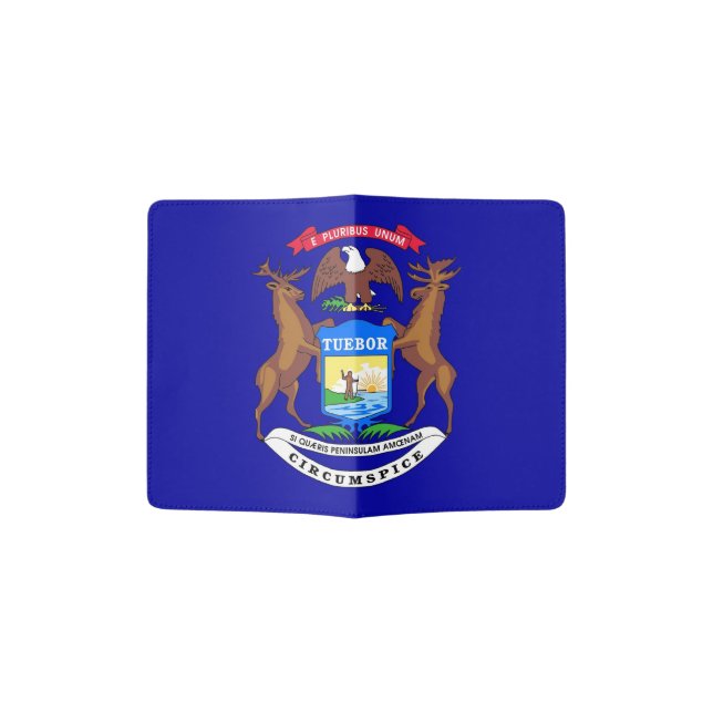 Passport Holder with flag of Michigan, USA (Opened)