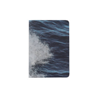 Passport Holder with Image of Waves Clashing