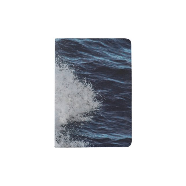 Passport Holder with Image of Waves Clashing (Front)