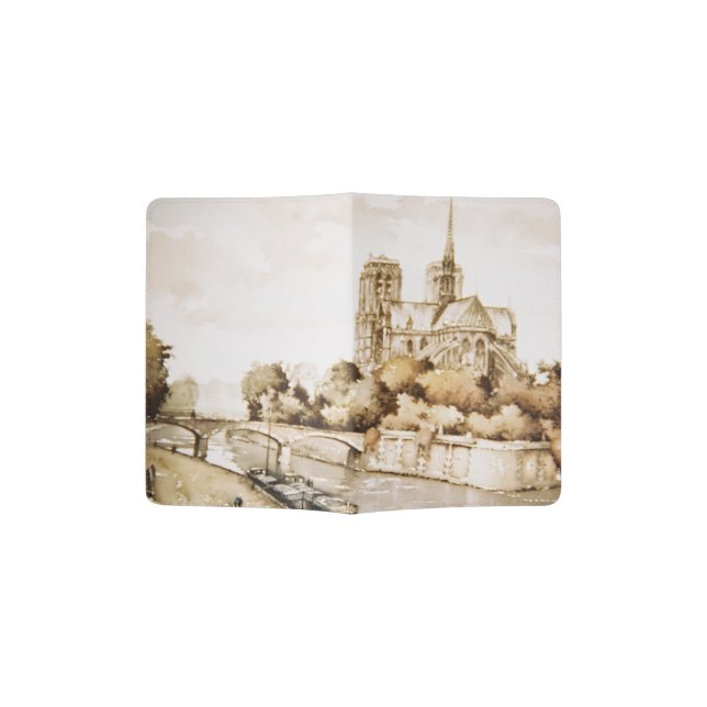 Passport holder with 'Notre Dame Cathedral' image (Opened)