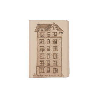Passport Holder with Pre-War Building Drawing