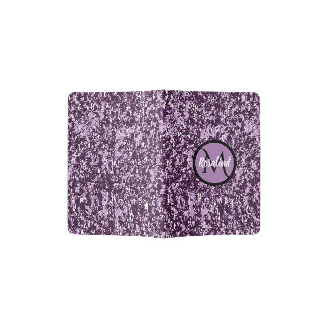 Passport Holder with soft lilac camo design (Opened)