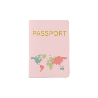 Passport Map Aesthetic, Blush Pink Passport Holder