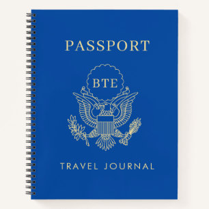 Passport Monogram Custom Travel Journal Notebook