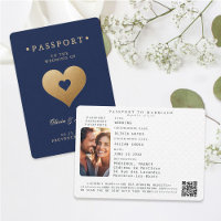 Passport Navy Faux Gold Hearts Destination Wedding
