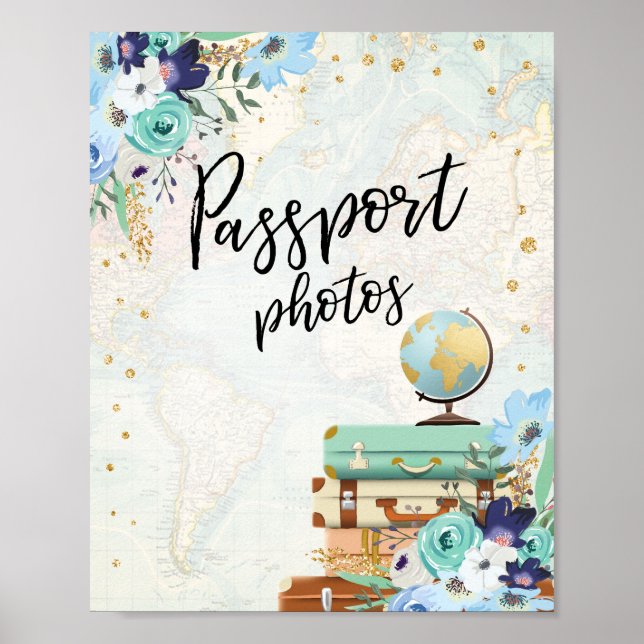 Passport Photos Table sign Travel Shower Adventure (Front)