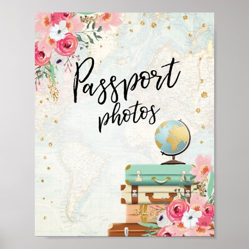 Passport Photos Table sign Travel Shower Adventure