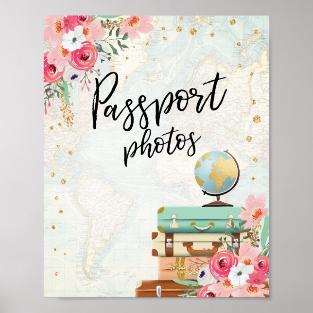 Passport Photos Table sign Travel Shower Adventure (Front)
