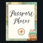 Passport Photos Travel Adventure Bridal Shower Poster<br><div class="desc">♥ A nice way to welcome your guests to your bridal shower! Miss to Mrs theme.</div>