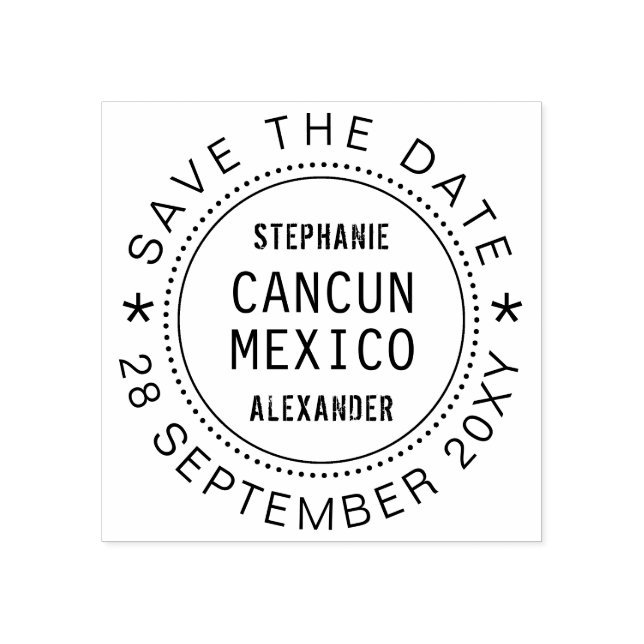 Passport Save the Date Destination Wedding Rubber Stamp (Imprint)