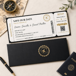 Passport Save the Date Wedding Destination Travel  Raffle Tickets