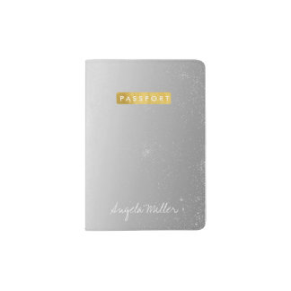 Passport - Sliver Confetti Gold Label Name Holder
