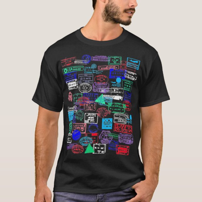 Passport Stamp Collector Travel The World  T-Shirt (Front)